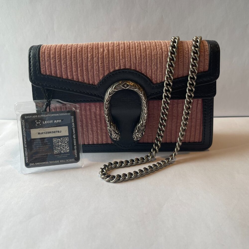 Gucci Dionysus Mini Pink Corduroy and Leather Shoulder/Crossbody Bag - Preowned - Picture 2 of 16